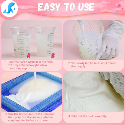 JHKL RESIN Silicone Mold Making Kit,64OZ Platinum Liquid Silicone Rubber for Mold Maker,15A Molds,Mix Ratio 1:1 Rubber Mold Making Kit, Ideal for Casting 3D Resin Molds