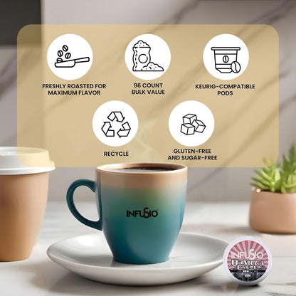InfuSio Vanilla Crème Medium Roast, 96 Count Pods for Keurig K-Cup Brewers, Compatible with 2.0, Premium Roasted Coffee