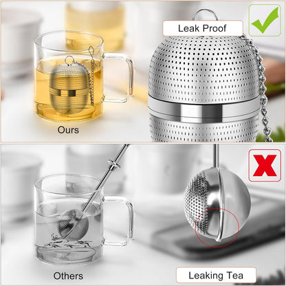 Numola Tea Ball Infuser for Loose Tea, Extra Fine Mesh Tea Strainer with Drip Tray, 304 Stainless Steel Tea Steeper for Black Tea, Rooibos, etc