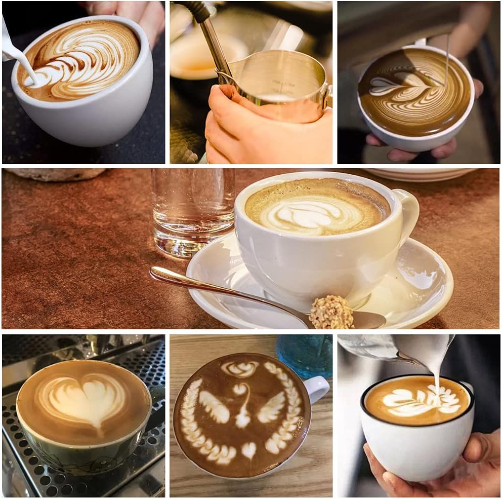 homEdge Espresso Steaming Pitchers 20 OZ / 600ml, Stainless Steel Frothing Pitcher with Measurement Scale