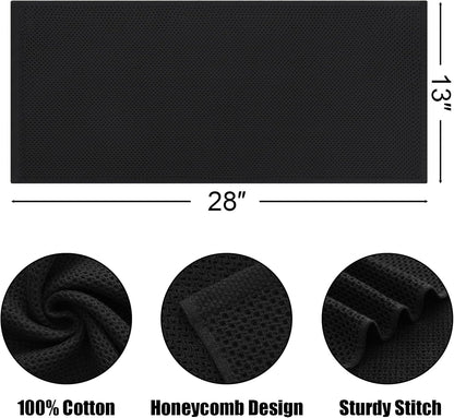 Kitinjoy 100% Cotton Waffle Weave Kitchen Towels, 4-Pack Super Soft and Absorbent Dish Towels for Drying Dishes, Kitchen Hand Towels, 13 in x 28 in, Black