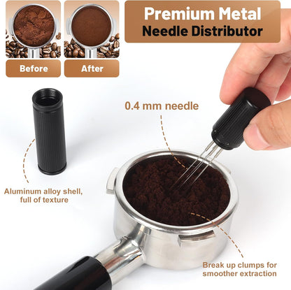 53mm Espresso Tools – Coffee Distributor and Tamper Leveler, WDT Tool, Magnetic Dosing Funnel and Puck Screen with Remover, Espresso Accessories Kit Fits 53mm Portafilters and Espresso Machines
