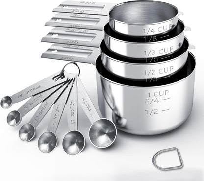 TILUCK Stainless Steel Measuring Cups & Spoons Set, Cups and Spoons,Kitchen Gadgets for Cooking & Baking (10)