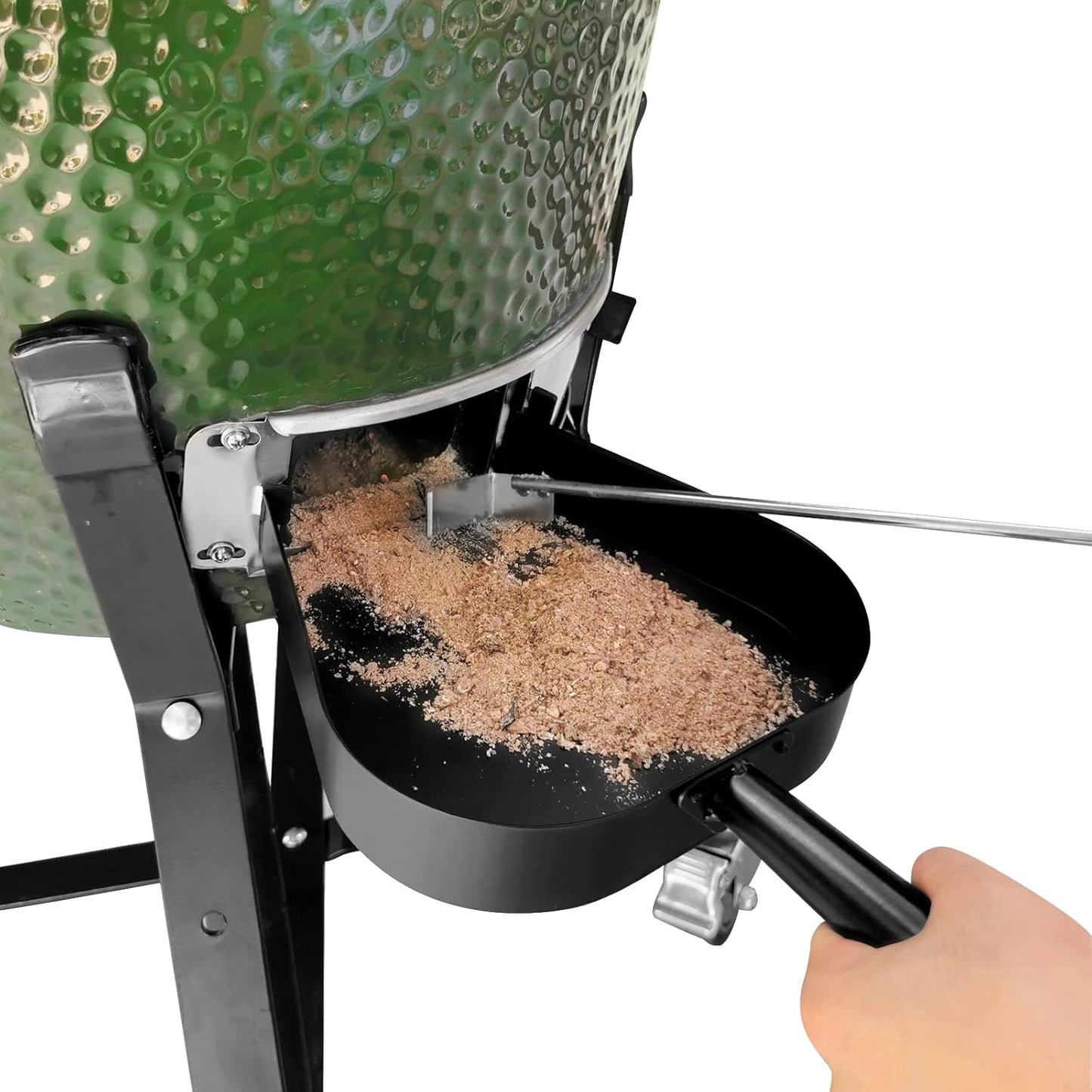 BBQ Ash Removal Pan Big Green Egg Accessories, Stainless Steel Ash Tool for BGE Primo and Other Charcoal Kamado Stove
