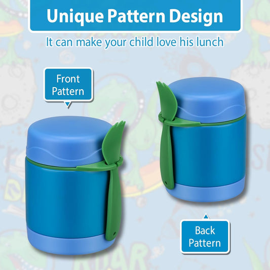 10oz Soup Thermo for Hot Food Kids,Lunch Thermo Kids Food Jar with Spoon Hot Insulated Food Containers,Leak Proof Stainless Steel Wide Mouth Lunch Food Jar for School(Blue)