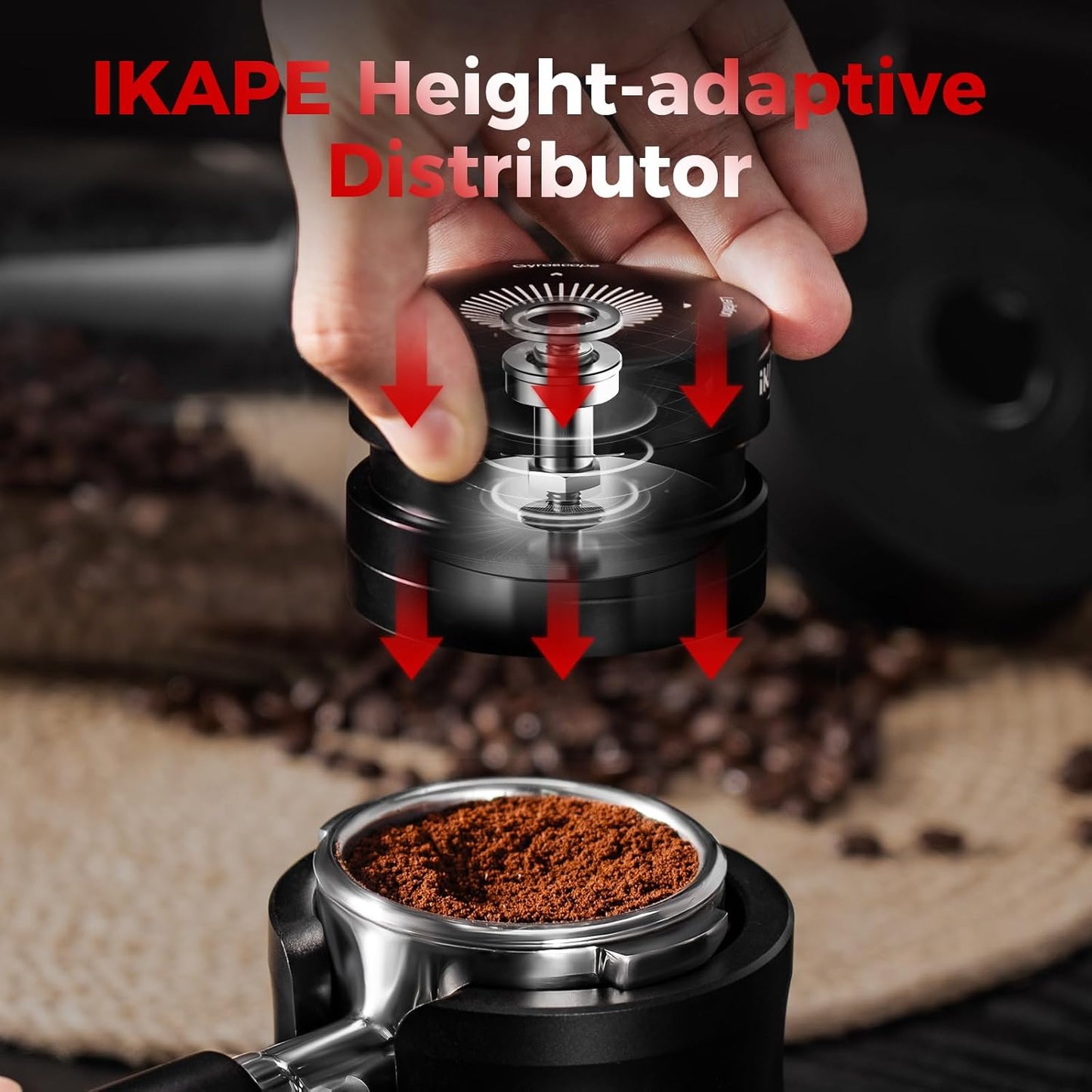 IKAPE 51MM Espresso Distributor, Dual-Bearing & High-Speed Rotation Coffee Distributor, Coffee Leveler, Espresso Tamper Tool, Adaptive Height Coffee Leveler