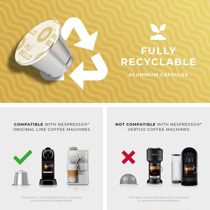 Piu Bello Espresso Estremo Coffee Pods – Espresso Coffee Pods for Nespresso Original Machines – Compatible Capsules Pack – Rich & Balanced Taste – Strong Italian Espresso Flavor – Kosher Certified (60 Count, Single Flavor)