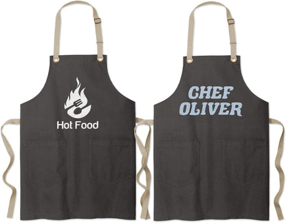 TEEAMORE Custom Embroidered Kitchen Apron Add Your Name Logo Design Cooking Baking Kitchen Chef Apron Gifts