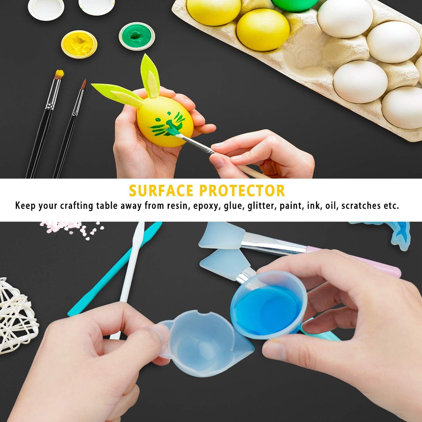 Gartful Black Extra Large Silicone Mat, 23.6 x 15.7 inches Silicone Craft Sheet, Resin Casting Molds Mat, Countertop Protector, Placemat Table Saver Pad, Reusable Nonstick Nonskid