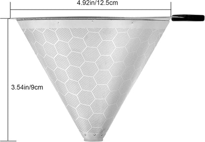 Pour Over Coffee Filters Compatible with Hario V60 02 03 & Chemex - Reusable Stainless Steel Permanent Filter Cone Dripper Coffee Maker and Bar Accessories