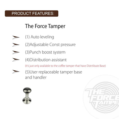 The Force Tamper Automatic Impact Adjustable Constant Pressure and Autoleveling Coffee Tamper Black Mirror Jellyfish AL Handle Set Pro (TRI-Distribute Set, 58.35mm)