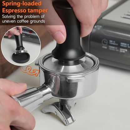 51mm Espresso Accessories Kit, Spring Loaded Calibrated Tamper, WDT Tool, Dosing Funnel, Fits Espresso Coffee Machines and 51 mm Portafilters, Barista Tools