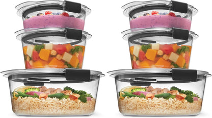 Rubbermaid Brilliance® Round Leak Proof Food Storage Containers, 6 Piece Set (Pack of 2)