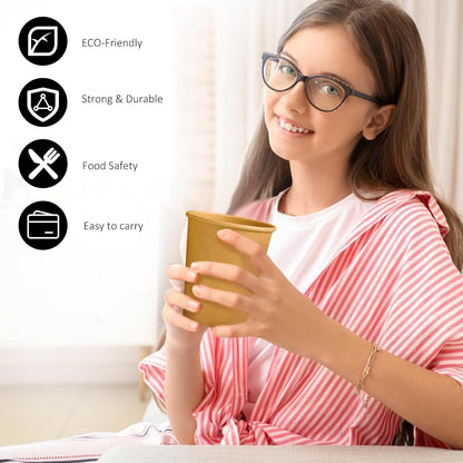 180 Pack 8 oz Paper Cups, Brown Kraft Disposable Paper Coffee Cups, Unbleached Paper Cups for Hot/Cold Beverage Party, Picnic, Travel, and Events.