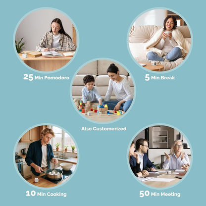 KADAMS Pomodoro Cube Timer Productivity Visual Timer - 5/10/25/50 Min Rotating Countdown, Customize Countup Silent Mode- for Work Study Cook Workout Kitchen Back to School Classroom (White)