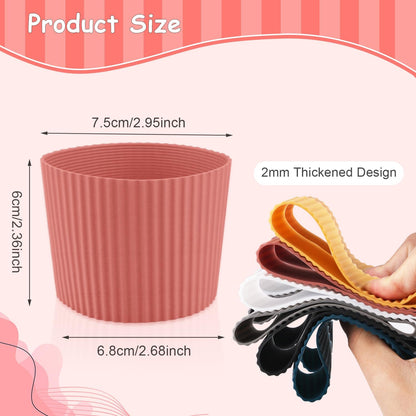 6 Pack Silicone Cup Sleeve Heat Resistant Coffee Cup Protective Sleeve Nonslip Glass Bottle Mug Protector Cover for Home Travel - Multicolor