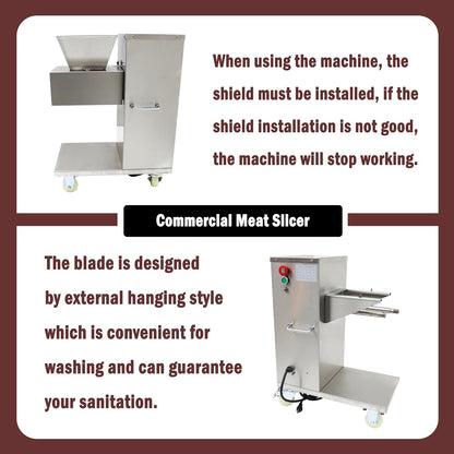 Commercial Meat Cutter Machine Meat Slicer Machine Electric TJ-130L Stainless Steel with 4.5mm Blade 110V 750W 400KG/H for Catering Businesses