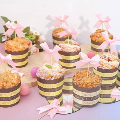 Pink Bow Cupcake Toppers,12 PCS Pink Birthday Decoration,Bow Themed Party Decorations Coquette Birthday Cake Decoration for Bachelorette Bridal Engagement Wedding Baby Shower Party Decor
