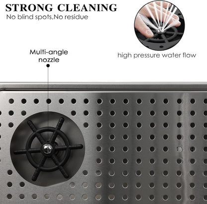 Pitcher Washer, Espresso Washer, Drainage and Drip Tray Stainless Steel Bar Glass Washer is The Sink, and The Cup Spray Washer is The Home Kitchen Hotel Cafe Restaurant (KF28-Silver)