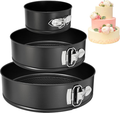 Springform Pan Set of 3 Pcs (4"/7"/9"), Non-stick Cheesecake Pans with Removable Bottom, Round Spring Form Cake Pans Set for Cheesecake, Cheese Cake Pans For Baking