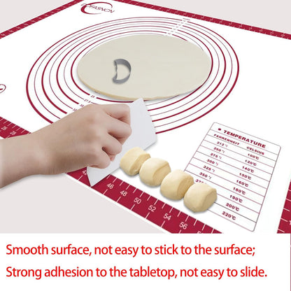 Large Silicone Pastry Mat for Rolling Dough Non Slip Non Stick Silicone Mats for Kitchen Counter 28x20"Red