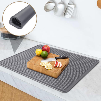 Golener Silicone Stove Top Cover - 36.5" x 20.5" Stove Top Protector for Electric Stove, Food Grade, Foldable, Easy Clean, Heat-resistant Silicone Mat for Glass Stove Top, Large Dish Drying Mat, Grey