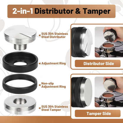 58mm Espresso Tools – Coffee Distributor and Tamper Leveler, WDT Tool, Magnetic Dosing Funnel and Puck Screen with Remover, Espresso Accessories Kit Fits 58mm Portafilters and Espresso Machines