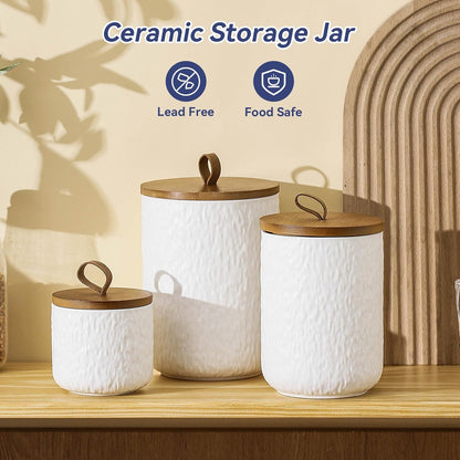 Kitchen Canisters for Countertop, Ceramic Coffee Canisters with Airtight Lids Food Storage Jars Sugar Container for Kitchen Counter Tea, Coffee Beans, Spice (#001White-27oz/800ml)