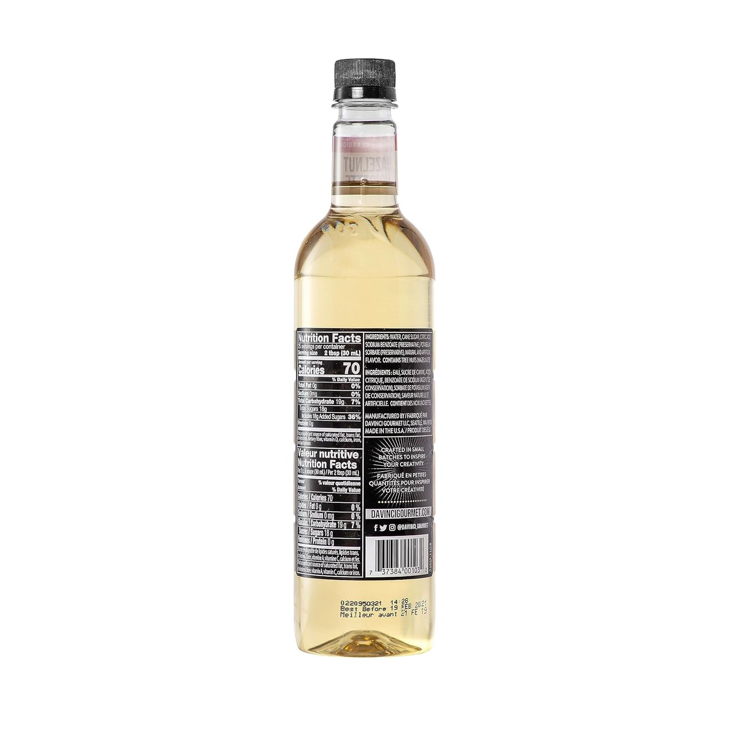 DaVinci Gourmet Classic Original Hazelnut Syrup, 25.4 Fluid Ounces (Pack of 1)