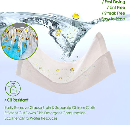 JEFFSUN Dish Cloths 12 Pack, 10x14 inch White Reusable Kitchen Washcloths, Plant Based Rayon, Soft & Scratch Free, Quick Dry, Odor Resistant