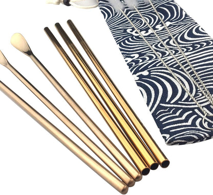 JASHII Matte Long Handle Spoon Cocktail Mixing Stirring Spoons Iced Tea Coffee Spoons with 8.6 inch Long Handle Brushed SUS304 Stainless Steel, 6-Piece