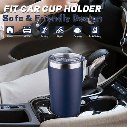 20 oz Tumbler with Lids and Straws, Stainless Steel Insulated Coffee Tumbler, Double Wall Vacuum Insulated Travel Mug Cup, Leakproof Thermal Coffee Cup for Hot and Cold Drinks (navy blue)
