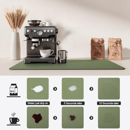 Dish Drying Mat for Kitchen Counter | Coffee Bar Mat for Countertops | Heat Resistant Drainer Mat with Non-slip Rubber Backed | Hide Stain Kitchen Absorbent Draining Mat | Green 16"x18"