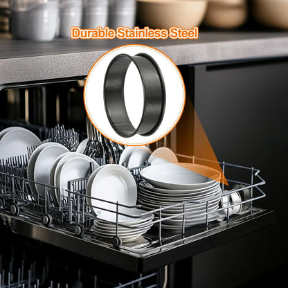 HARFINGTON 4pcs Crumpet Rings 3.15" Nonstick Round Cake Ring Stainless Steel Double Rolled English Pastry Rings for Kitchen Baking Crumpet Dessert, Black