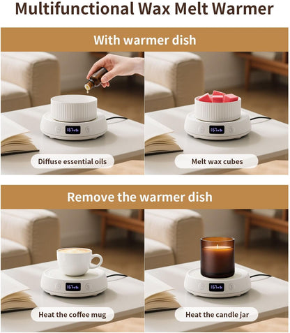 Wax Melt Warmer 3-in-1 Candle Warmer, Electric Scented Wax Melter Fragrance Wax Cube Burner for Home Bedroom Office, 8H Auto Shut Off 3 Temperature Setting (White)