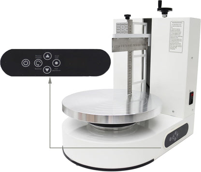 TECHTONGDA Cake Cream Spreading Frosting Icing Turntable Automatic Coating Machine with Graduated Scraper 60-320RPM Rotating Speed for 6-14inch Cakes White