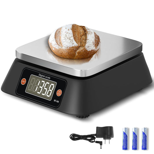 Kitchen Scales Digital Weight Grams and Ounces, YONCON KF-H8U Food Scale for Bakers, Candle and Soap Making, Baking Scale with Stainless Steel Large Platform, 22lb, 3*AA Batteries and AC Power Adapter