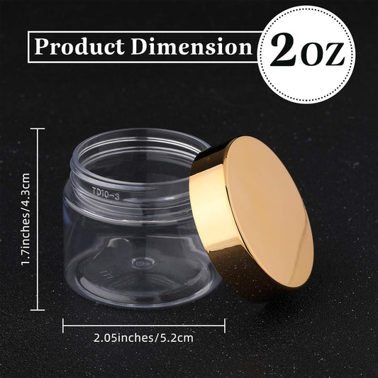 Patelai 4 Pieces Round Wide-mouth Leak Proof Plastic Container Jars with Lids for Travel Storage Makeup Beauty Products Face Creams Oils Salves Ointments DIY Making(2 Ounce,Gold)