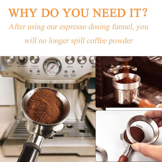 Espresso Dosing Funnel Precision Aluminum Alloy Coffee Dosing Ring Accessories Set for Portafilter Hands-Free (51mm)