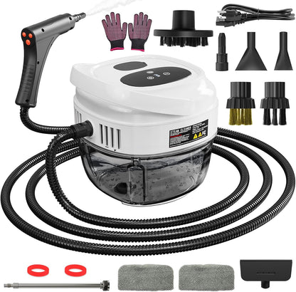 Handheld Steam Cleaner for Home, 2500W High Temperature Pressurized Machine, 1.7L Water Tank, Handle-controlled Steam Output, Portable Cleaning Steamer for Car, Bed Bugs, Furniture, Grout (White)