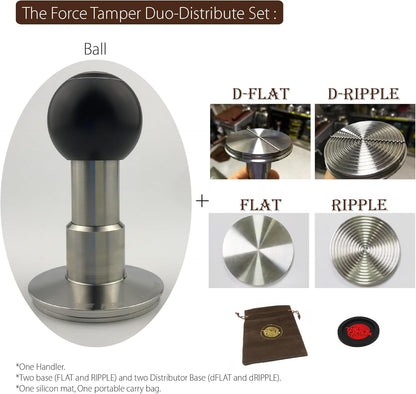 The Force Tamper Automatic Impact Coffee Tamper Adjustable Const Pressure and Autoleveling Duo-Distribute Set New
