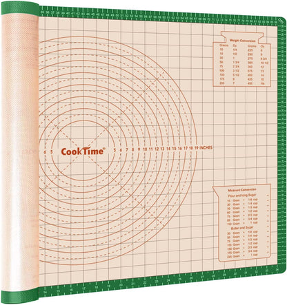 Silicone Pastry Mat 36 x 24 Inch - Larger Silicone Baking Mat for Rolling Dough,Non Slip Dough Sheet with Measurement,Perfect for Making Pie,Pizza(Green)