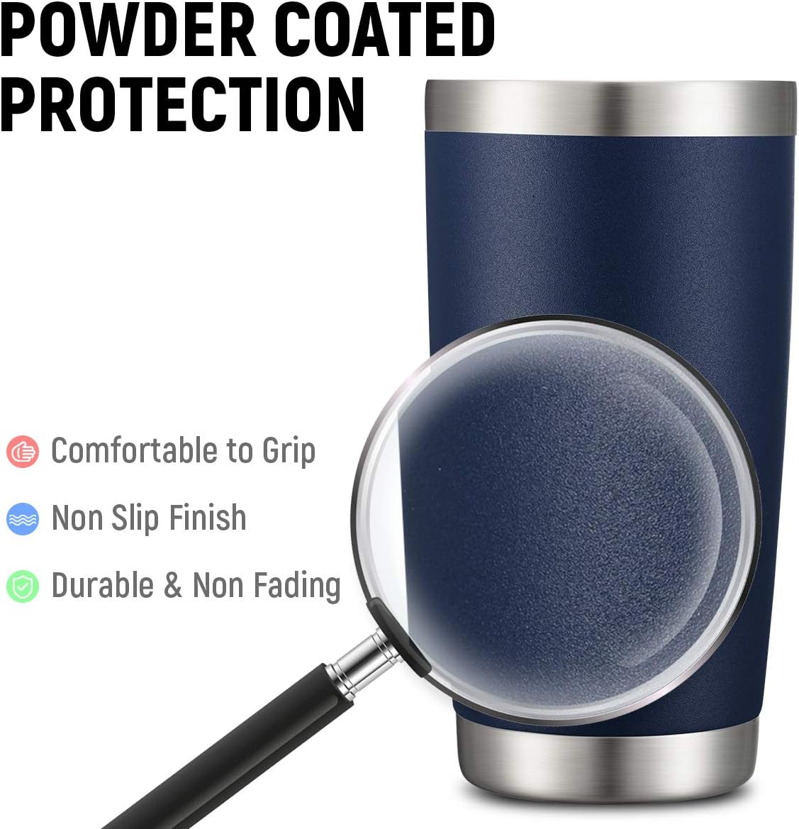 COMOOO 20oz Stainless Steel Navy Tumbler Bulk with Lid and Straw Insulated Coffee Tumbler Cup Double Wall Vacuum Travel Mug for Cold Drinks and Hot Beverage (Navy, 4 Pack)