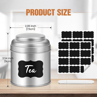 Tea Tin with Airtight Double Lids for Loose Leaf Tea Storage, 8 Oz Kitchen Small Tin Can and Tea Canister for Tea Coffee Sugar Candy Spices Christmas Gift (12 PACK)