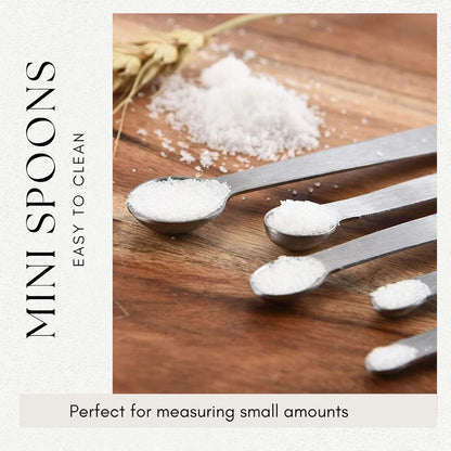 2 Pack Teaspoon Measuring Spoons, 1/4 tsp, 1/8 tsp, 1/16 tsp, 1/32 tsp, 1/64 tsp Mini Measuring Spoons Set, Stainless Steel Cooking Baking Tiny Measuring Spoon for Powders, Spices, Salt
