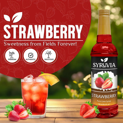 Syruvia Strawberry Syrup (25.4 fl oz) - Sweet Strawberry Bliss in a Bottle – Kosher, Gluten-Free, Ideal for Elevating Your Culinary and Beverage Adventures