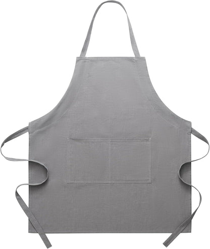 Cotton Linen Apron for Women - Adjustable Casual Apron with Pocktes, Great for Florist, Coffee House and Kitchen