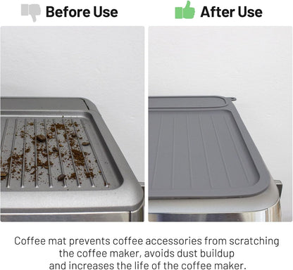 Coffee Mat for Breville 878/881, Espresso Tamper Mat, Food Grade Silicone Non-Slip, 11.42in x 9.53in, Waterproof Heat Resistant, Espresso Tamping Station for Espresso Machine Accessories (Grey)