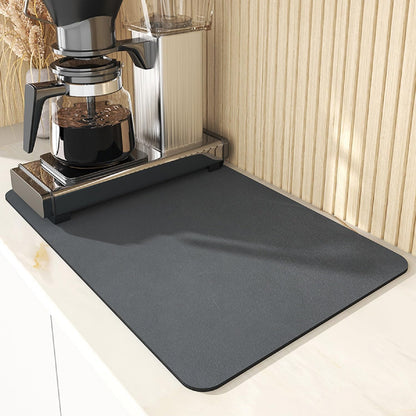 Coffee Mat 15.7*19.7 Inch, 50*40cm Dish Drying Mat for Kitchen Counter Bar, Stain Hiding Rubber Backed Absorbent Bar Mat Pad, Dark Grey (5)