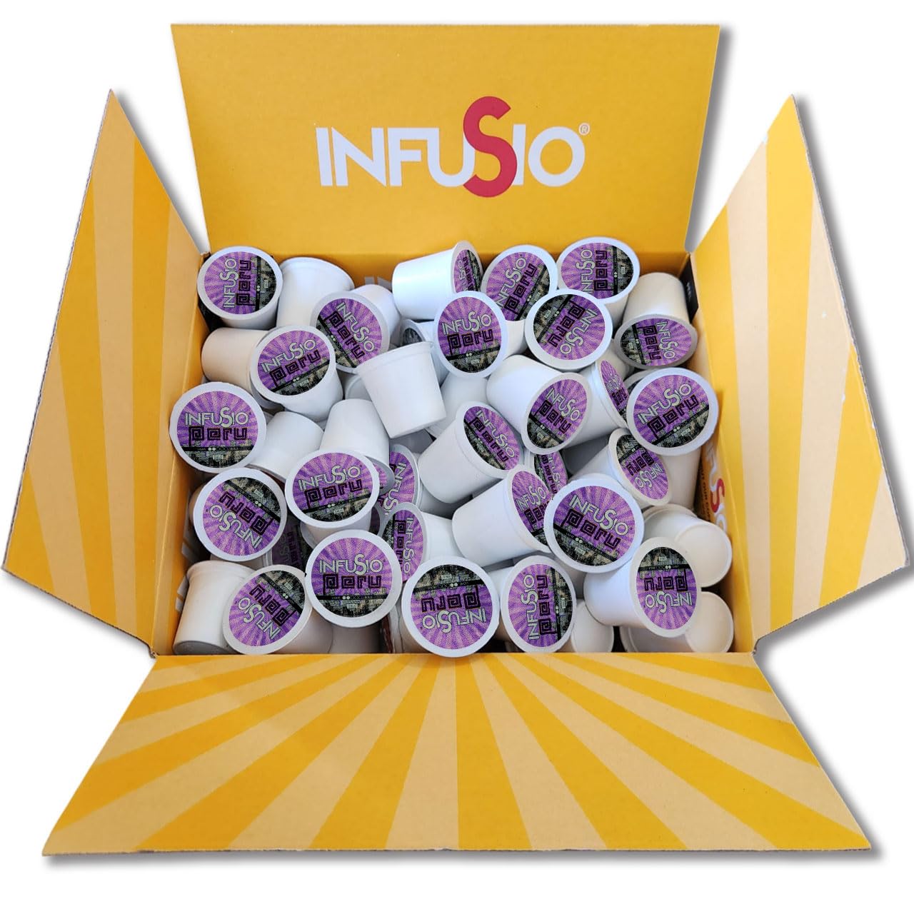 InfuSio Coffee Pods 96 Count Peru Medium Light Roast Single serve Coffee pods for Keurig K Cup® Brewers - InfuSio Premium Roasted Keurig 2.0 Compatible
